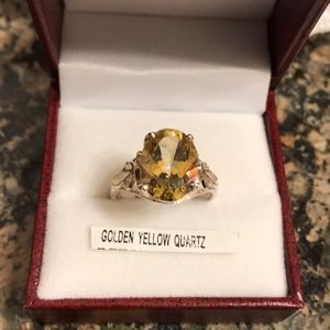 STERLING SILVER GOLDEN YELLOW QUARTZ RING 83/4 NWT